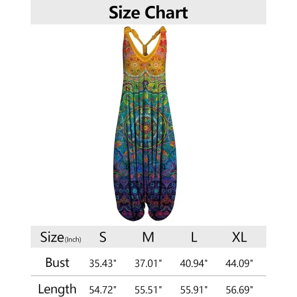 Gihuo Harem Jumpsuit for Women Boho Floral Beach Tie Dye Backless Jumpsuit Rompers