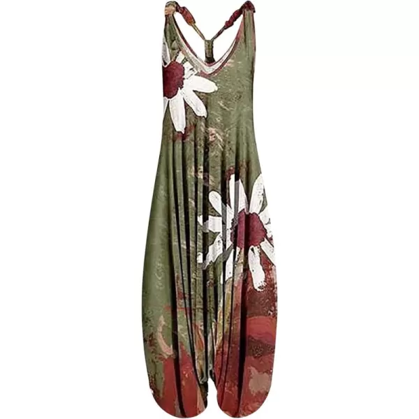 Gihuo Harem Jumpsuit for Women Boho Floral Beach Tie Dye Backless Jumpsuit Rompers