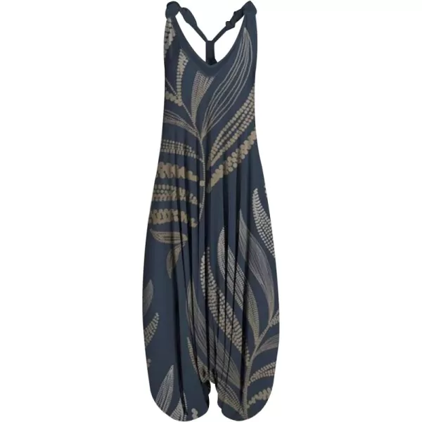Gihuo Harem Jumpsuit for Women Boho Floral Beach Tie Dye Backless Jumpsuit Rompers