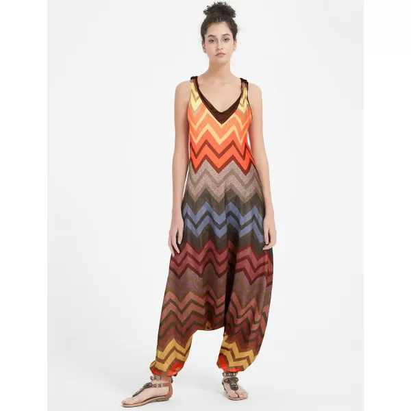 Gihuo Harem Jumpsuit for Women Boho Floral Beach Tie Dye Backless Jumpsuit Rompers