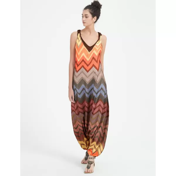 Gihuo Harem Jumpsuit for Women Boho Floral Beach Tie Dye Backless Jumpsuit Rompers