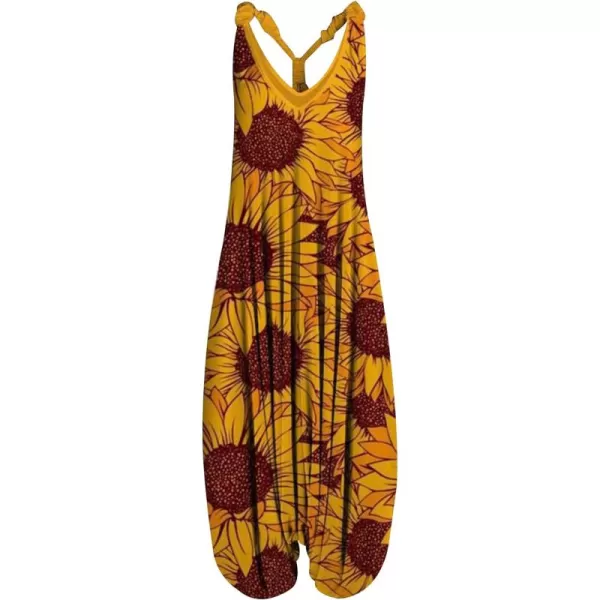 Gihuo Harem Jumpsuit for Women Boho Floral Beach Tie Dye Backless Jumpsuit Rompers