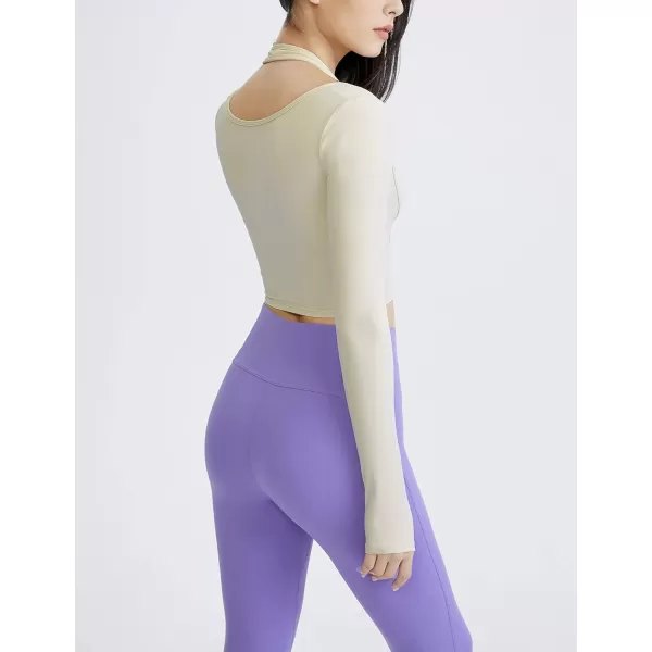 Gihuo Long Sleeve Cutout Yoga Tops Sports Tees Crop Tops T Shirt for Women Workout