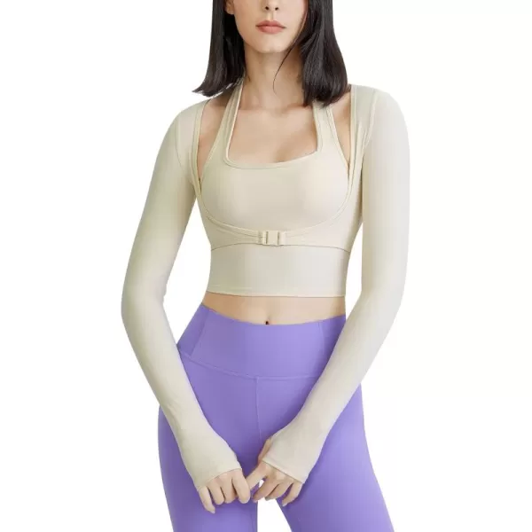 Gihuo Long Sleeve Cutout Yoga Tops Sports Tees Crop Tops T Shirt for Women Workout