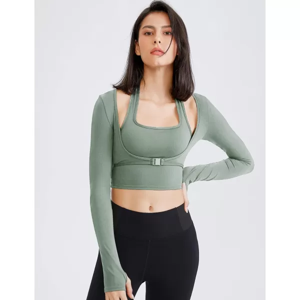 Gihuo Long Sleeve Cutout Yoga Tops Sports Tees Crop Tops T Shirt for Women Workout