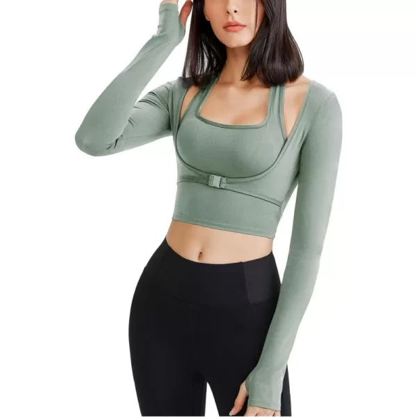 Gihuo Long Sleeve Cutout Yoga Tops Sports Tees Crop Tops T Shirt for Women Workout