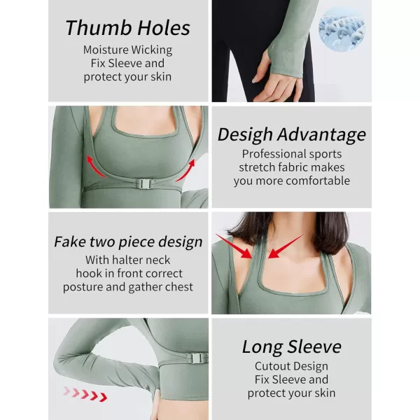 Gihuo Long Sleeve Cutout Yoga Tops Sports Tees Crop Tops T Shirt for Women Workout