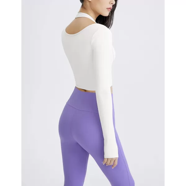 Gihuo Long Sleeve Cutout Yoga Tops Sports Tees Crop Tops T Shirt for Women Workout