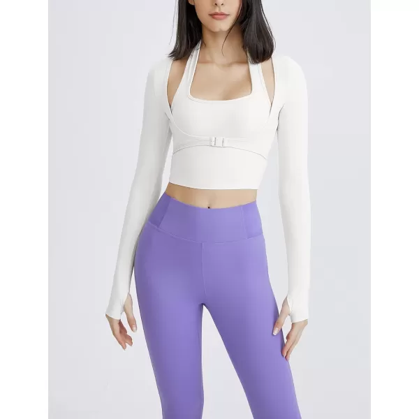 Gihuo Long Sleeve Cutout Yoga Tops Sports Tees Crop Tops T Shirt for Women Workout