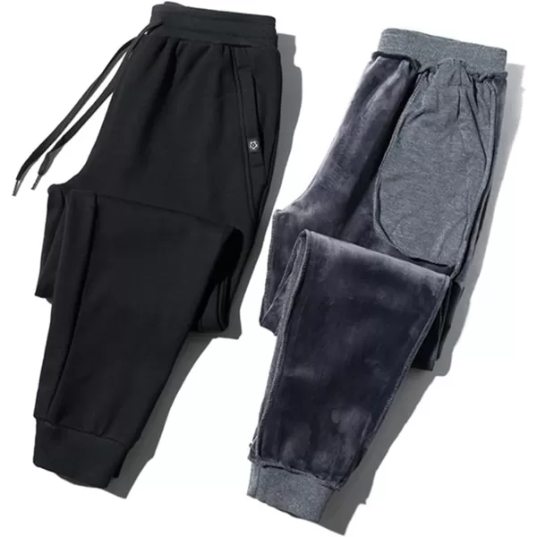 Gihuo Men' s Velvet Fleece Lined Sweatpants Winter Jogger Pants