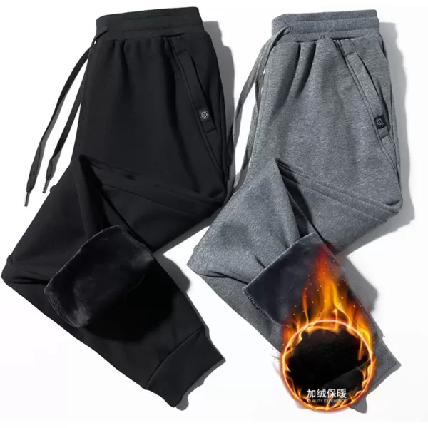 Gihuo Men' s Velvet Fleece Lined Sweatpants Winter Jogger Pants