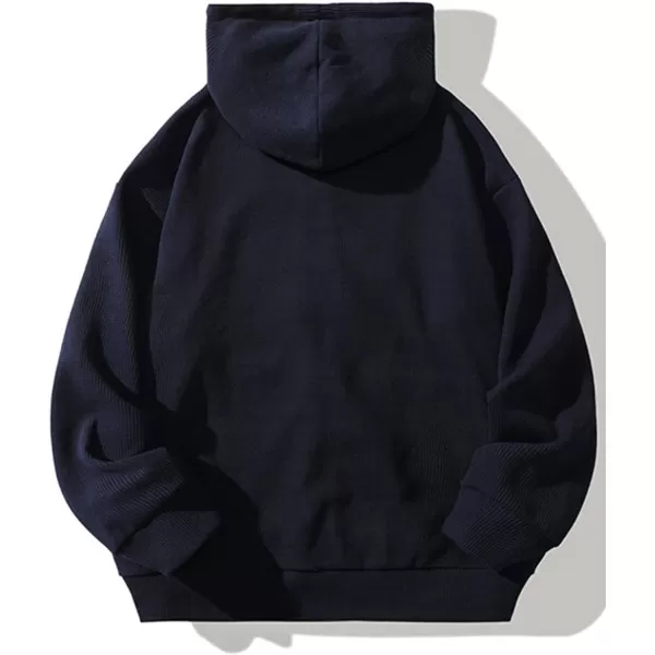 Gihuo Men' s Waffle Knit Sweatshirts Workout Gym Hoodie Long Sleeve Zip Up Hooded Sweatshirt with Kanga Pockets
