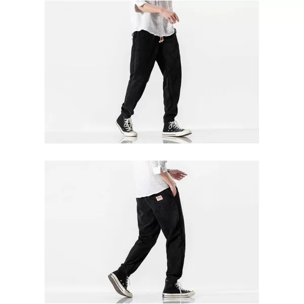 Gihuo Men's Athletic Corduroy Jogger Pants Drawstring Elastic Waist Baggy Sweatpants