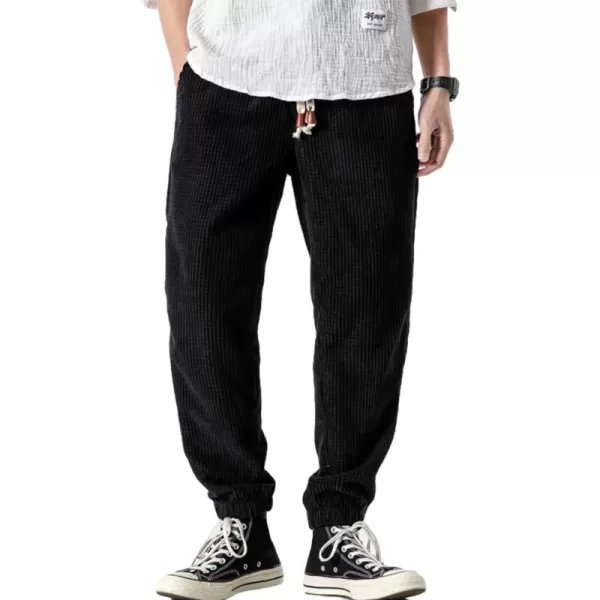 Gihuo Men's Athletic Corduroy Jogger Pants Drawstring Elastic Waist Baggy Sweatpants
