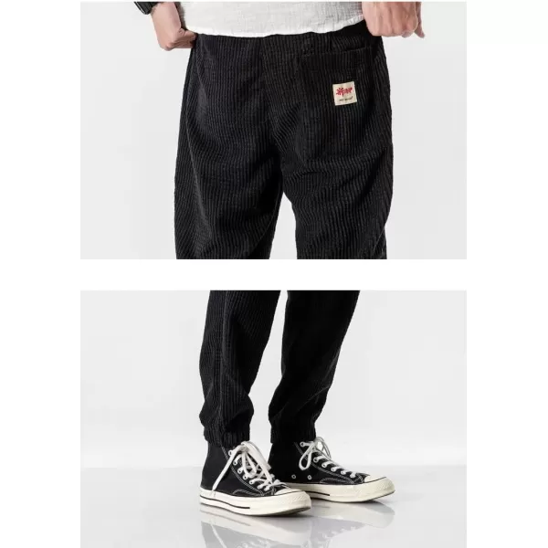 Gihuo Men's Athletic Corduroy Jogger Pants Drawstring Elastic Waist Baggy Sweatpants