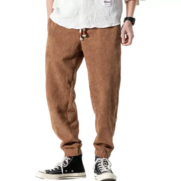 Gihuo Men's Athletic Corduroy Jogger Pants Drawstring Elastic Waist Baggy Sweatpants
