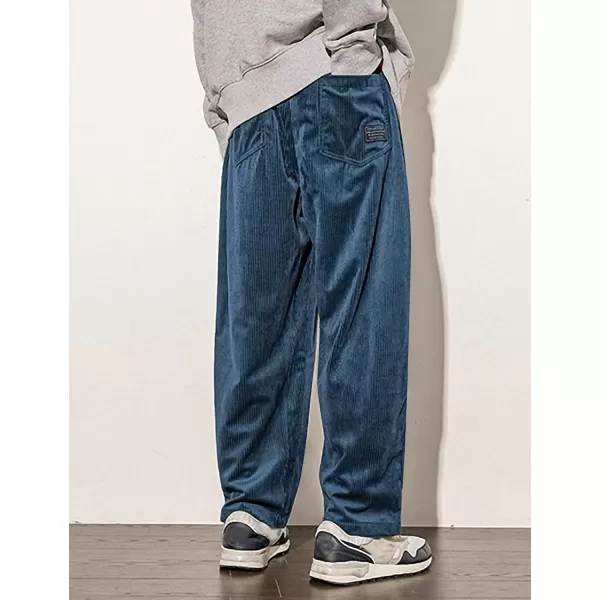Gihuo Mens Corduroy Pants Elastic Waist Sweatpants Vintage Cargo Sweatpants Loose Wide Leg Pants Hip Pop Streetwear