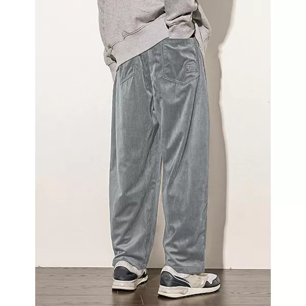Gihuo Mens Corduroy Pants Elastic Waist Sweatpants Vintage Cargo Sweatpants Loose Wide Leg Pants Hip Pop Streetwear