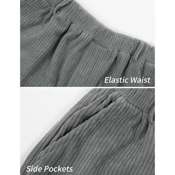 Gihuo Mens Corduroy Pants Elastic Waist Sweatpants Vintage Cargo Sweatpants Loose Wide Leg Pants Hip Pop Streetwear