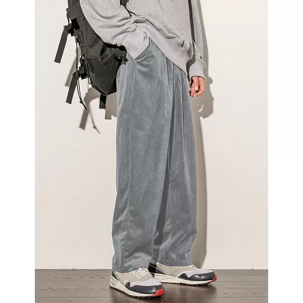 Gihuo Mens Corduroy Pants Elastic Waist Sweatpants Vintage Cargo Sweatpants Loose Wide Leg Pants Hip Pop Streetwear