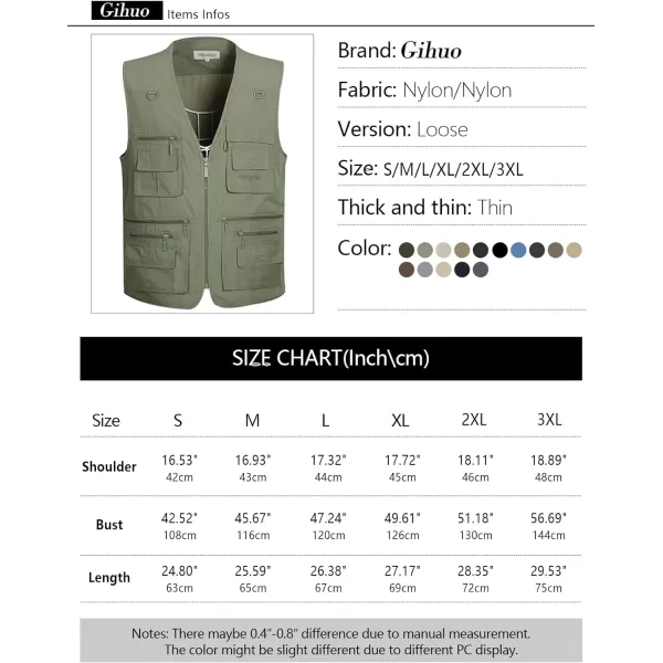 Gihuo Men's Fishing Vest Utility Shooting Safari Travel Vest with Pockets