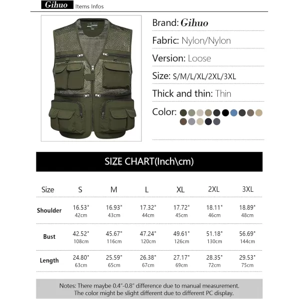 Gihuo Men's Fishing Vest Utility Shooting Safari Travel Vest with Pockets