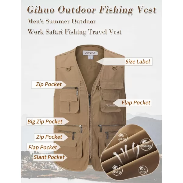 Gihuo Men's Fishing Vest Utility Shooting Safari Travel Vest with Pockets