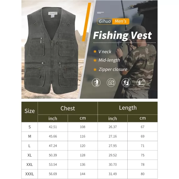 Gihuo Men's Fishing Vest Utility Travel Safari Cargo Vest with Pockets