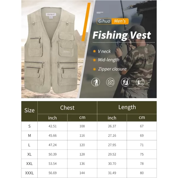 Gihuo Men's Fishing Vest Utility Travel Safari Cargo Vest with Pockets