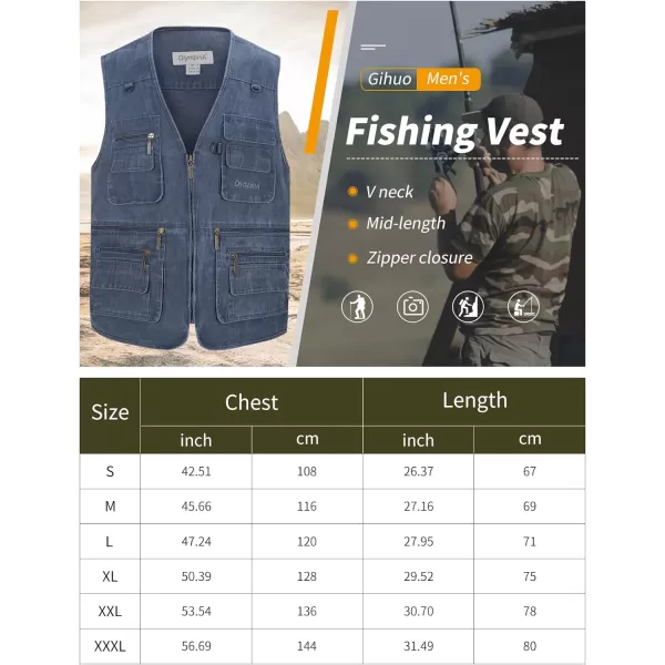 Gihuo Men's Fishing Vest Utility Travel Safari Cargo Vest with Pockets