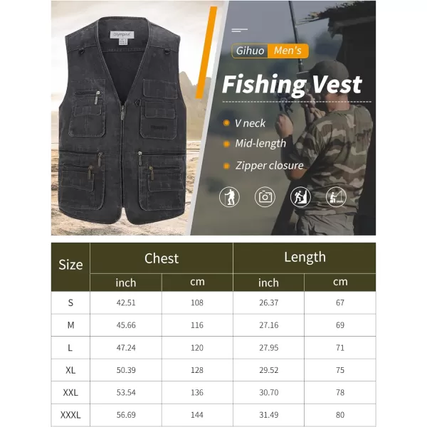 Gihuo Men's Fishing Vest Utility Travel Safari Cargo Vest with Pockets