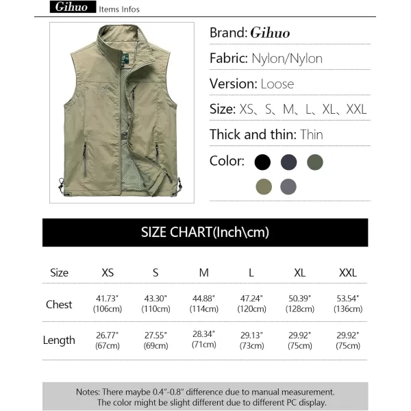 Gihuo Men's Golf Lightweight Photo Vest Fishing Travel Safari Vest
