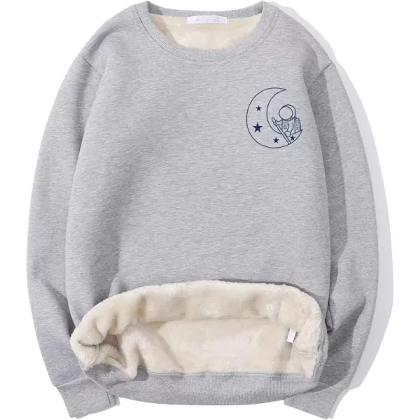 Gihuo Men's Graphic Sherpa Lined Sweatshirt Winter Warm Fleece Crewneck Pullover Sweatshirt