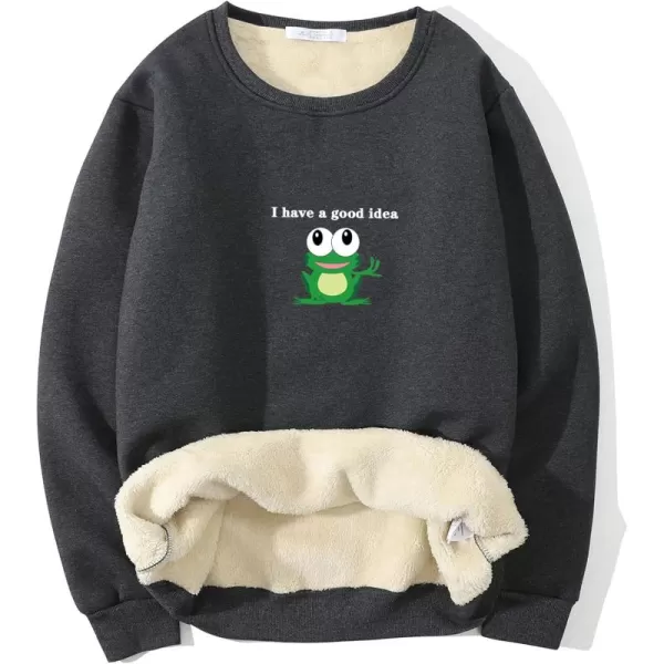 Gihuo Men's Graphic Sherpa Lined Sweatshirt Winter Warm Fleece Crewneck Pullover Sweatshirt