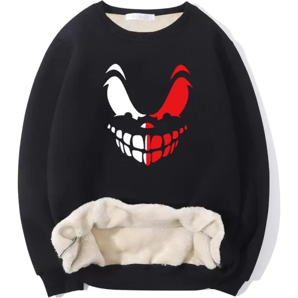 Gihuo Men's Graphic Sherpa Lined Sweatshirt Winter Warm Fleece Crewneck Pullover Sweatshirt