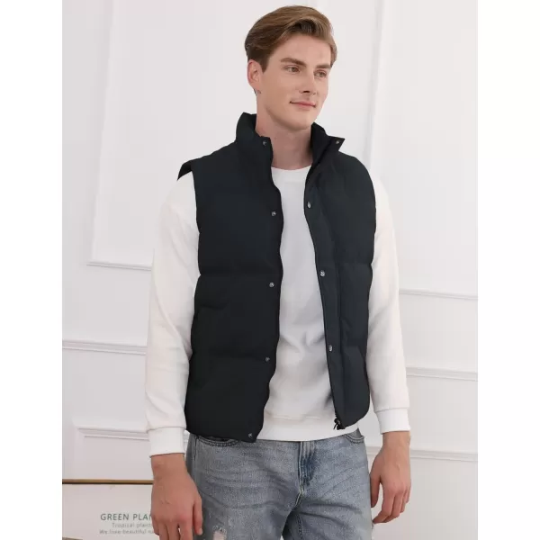 Gihuo Mens Puffer Vest Winter Padded Gilet Stand Collar Sleeveless Quilted Jackets Full Zip Coats Warm Outerwear