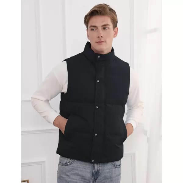 Gihuo Mens Puffer Vest Winter Padded Gilet Stand Collar Sleeveless Quilted Jackets Full Zip Coats Warm Outerwear