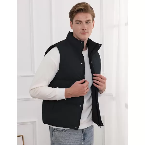 Gihuo Mens Puffer Vest Winter Padded Gilet Stand Collar Sleeveless Quilted Jackets Full Zip Coats Warm Outerwear