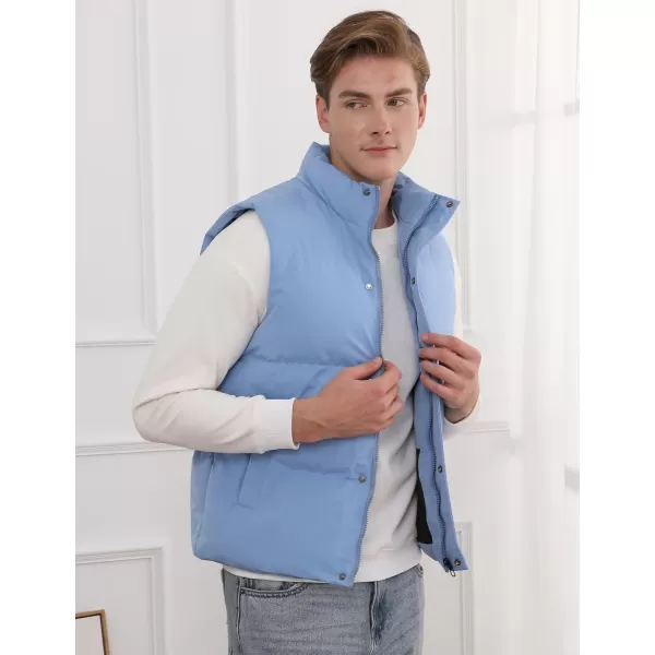 Gihuo Mens Puffer Vest Winter Padded Gilet Stand Collar Sleeveless Quilted Jackets Full Zip Coats Warm Outerwear