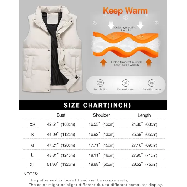 Gihuo Mens Puffer Vest Winter Padded Gilet Stand Collar Sleeveless Quilted Jackets Full Zip Coats Warm Outerwear