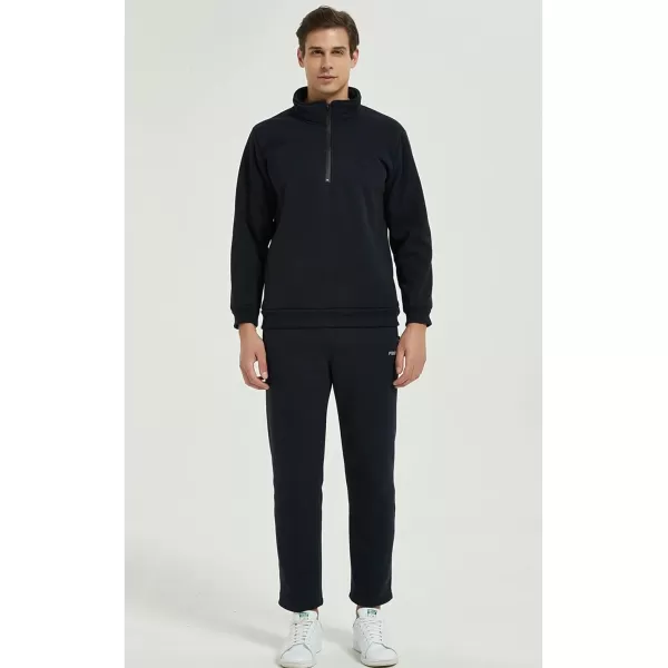 Gihuo Men’s Quarter Zip Pullover Winter Warm Fleece Sherpa Lined Sweatshirt