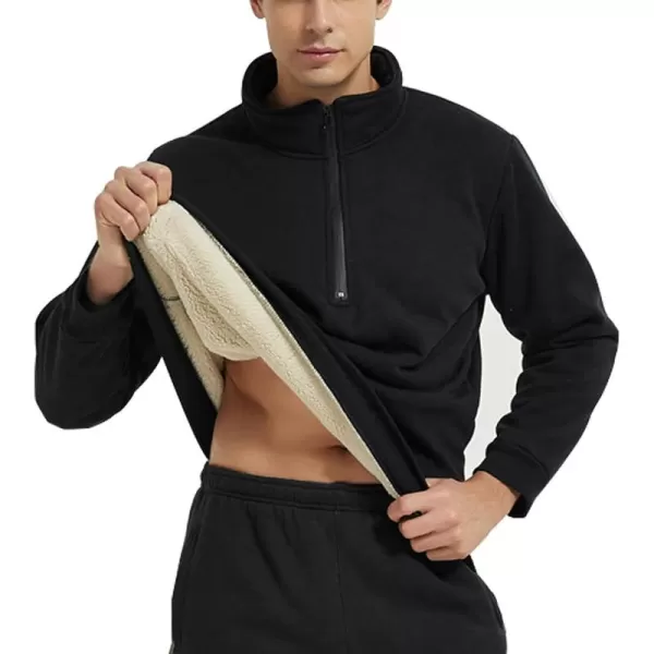 Gihuo Men’s Quarter Zip Pullover Winter Warm Fleece Sherpa Lined Sweatshirt