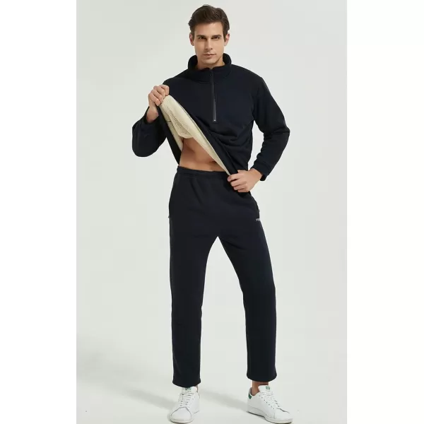 Gihuo Men’s Quarter Zip Pullover Winter Warm Fleece Sherpa Lined Sweatshirt