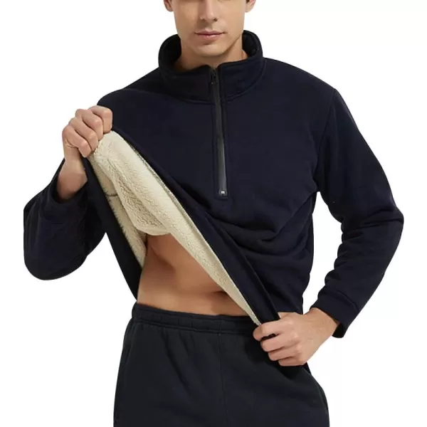 Gihuo Men’s Quarter Zip Pullover Winter Warm Fleece Sherpa Lined Sweatshirt