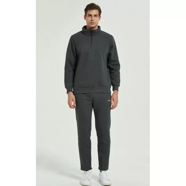 Gihuo Men’s Quarter Zip Pullover Winter Warm Fleece Sherpa Lined Sweatshirt