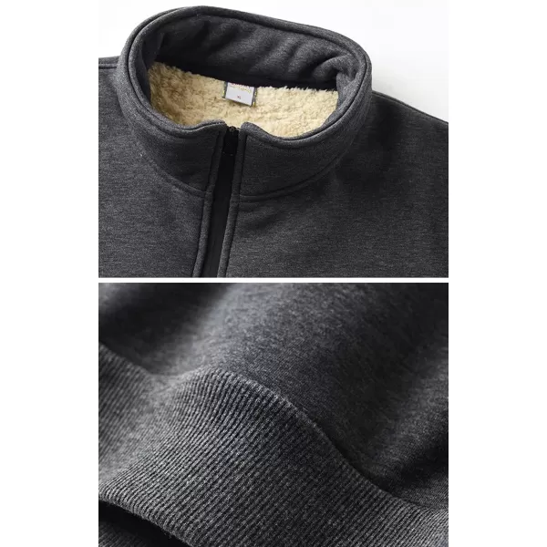Gihuo Men’s Quarter Zip Pullover Winter Warm Fleece Sherpa Lined Sweatshirt