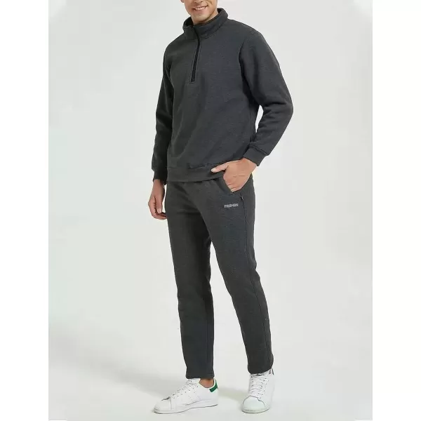 Gihuo Men’s Quarter Zip Pullover Winter Warm Fleece Sherpa Lined Sweatshirt
