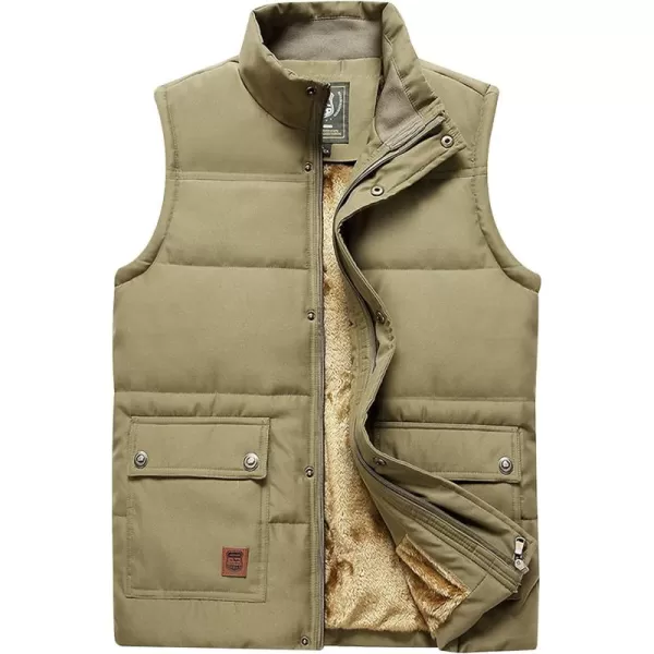 Gihuo Men's Sherpa Lined Fleece Vest Winter Fishing Travel Utility Vest Gilet