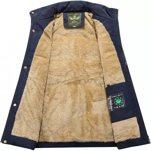 Gihuo Men's Sherpa Lined Fleece Vest Winter Fishing Travel Utility Vest Gilet