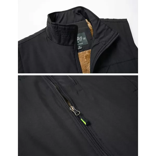 Gihuo Men's Sherpa Lined Fleece Vest Winter Fishing Travel Utility Vest Gilet